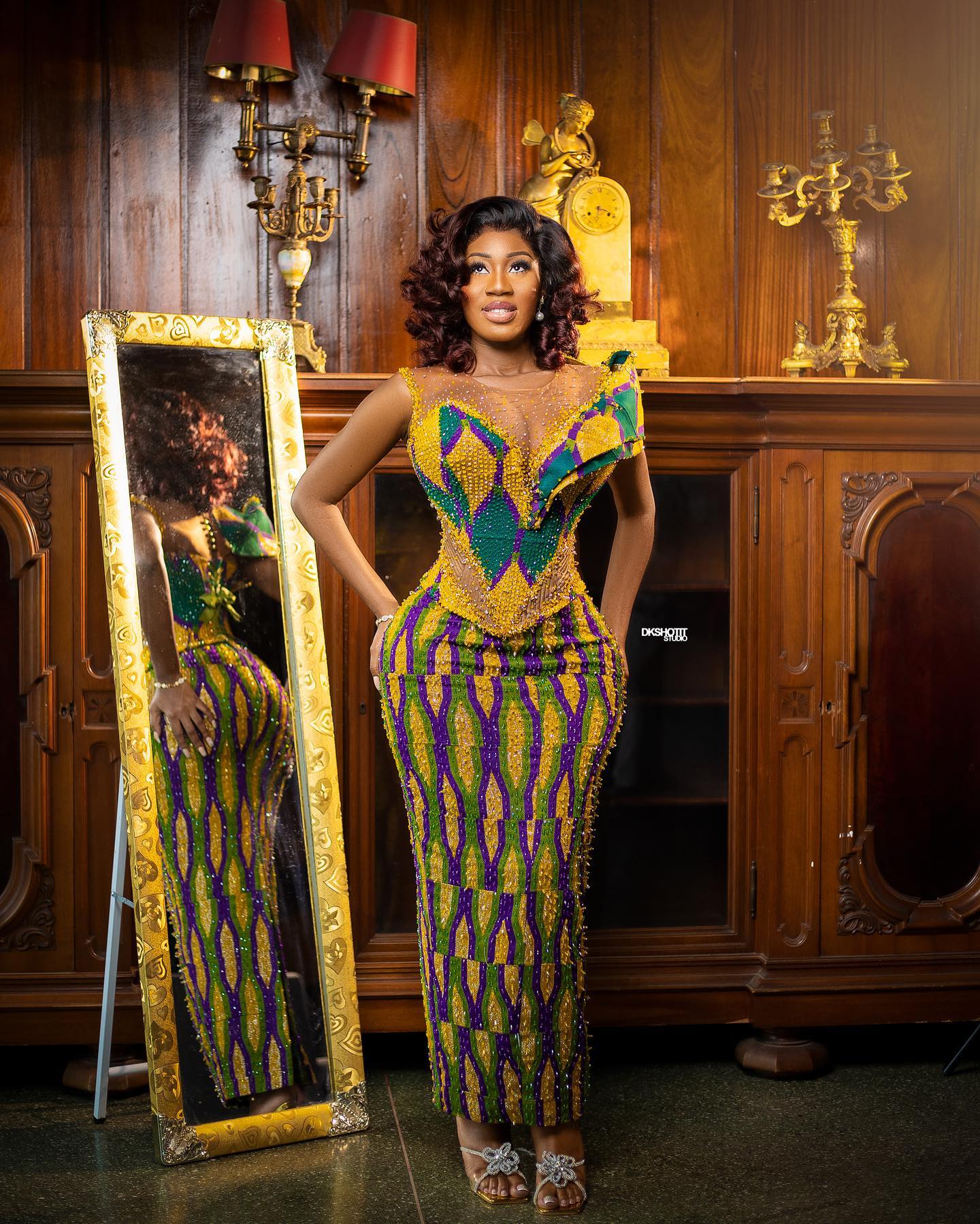 Royal Weaved Kente Wedding/ Event Dress D182 B