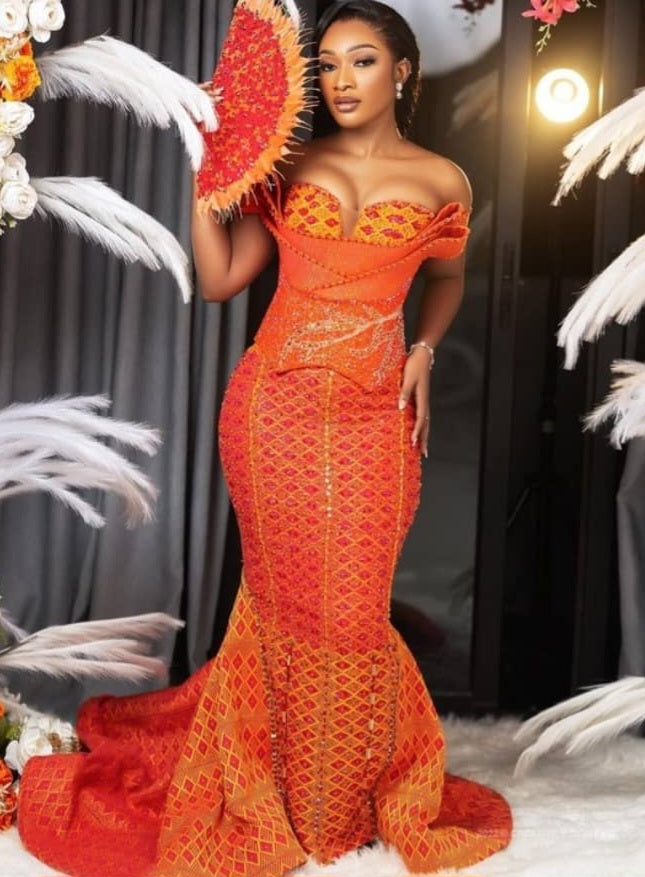 white christmas dresses MG Fashion Royal Kente Cloth Dress Design RDP4