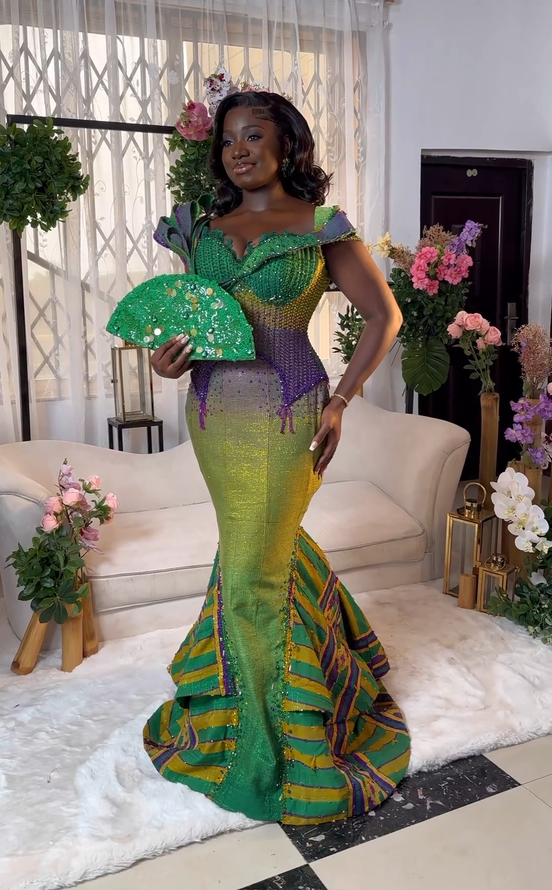 Royal Weaved Kente Wedding/ Event Dress D182 B