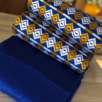 MG Authentic Hand Weaved Kente Cloth Dark Blue A643