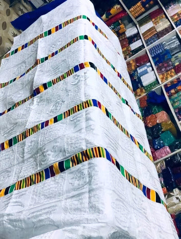 MG Wedding Engagement Head of Family Authority Symbol Authentic Hand Weaved Kente Cloth A0932