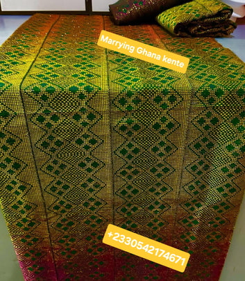 MG New Ombre Fashion Authentic Hand Weaved Kente Cloth A6121