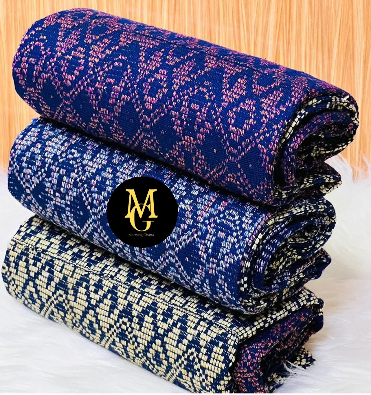 MG Ombre Fashion Authentic Hand Weaved Kente Cloth A6112