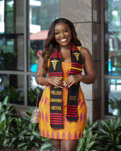 kente graduation dress @_esi.gaisie showed up to her graduation not just to receive a certificate, but to make a statement., This custom kente dress was designed to celebrate achievement, culture, and confidence in one