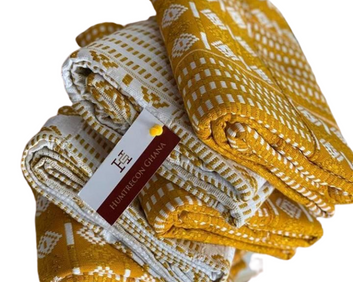 MG Authentic Hand Weaved Kente Cloth A490 (Gold or White)
