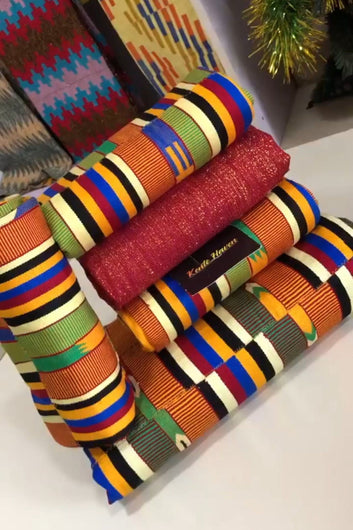 Kente Haven Multi Color Fashion Hand Weaved Kente Cloth KH142
