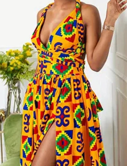 Kente Print Women's MG Designer Dress P1