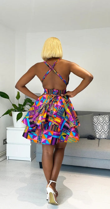 Kente Print Women's MG Designer Dress P2