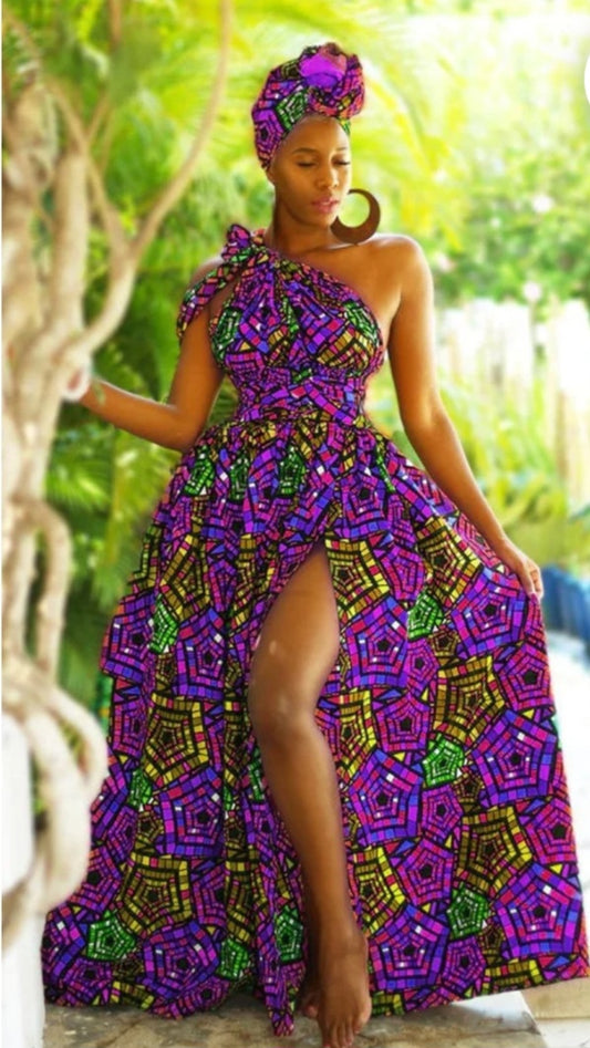 Kente Print Women's MG Designer Dress P4